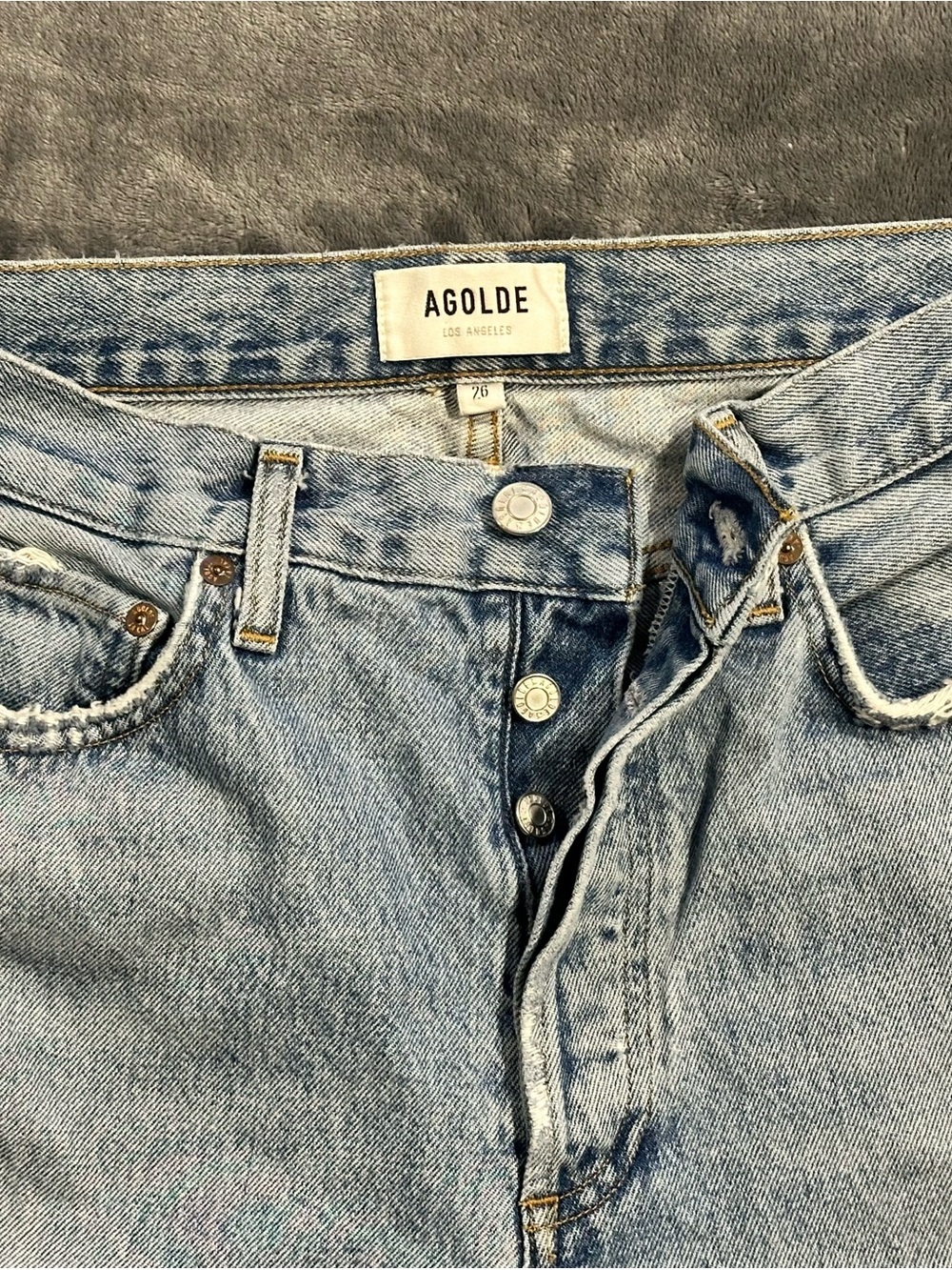 Agolde Light Blue High-Rise Button-Fly Jeans